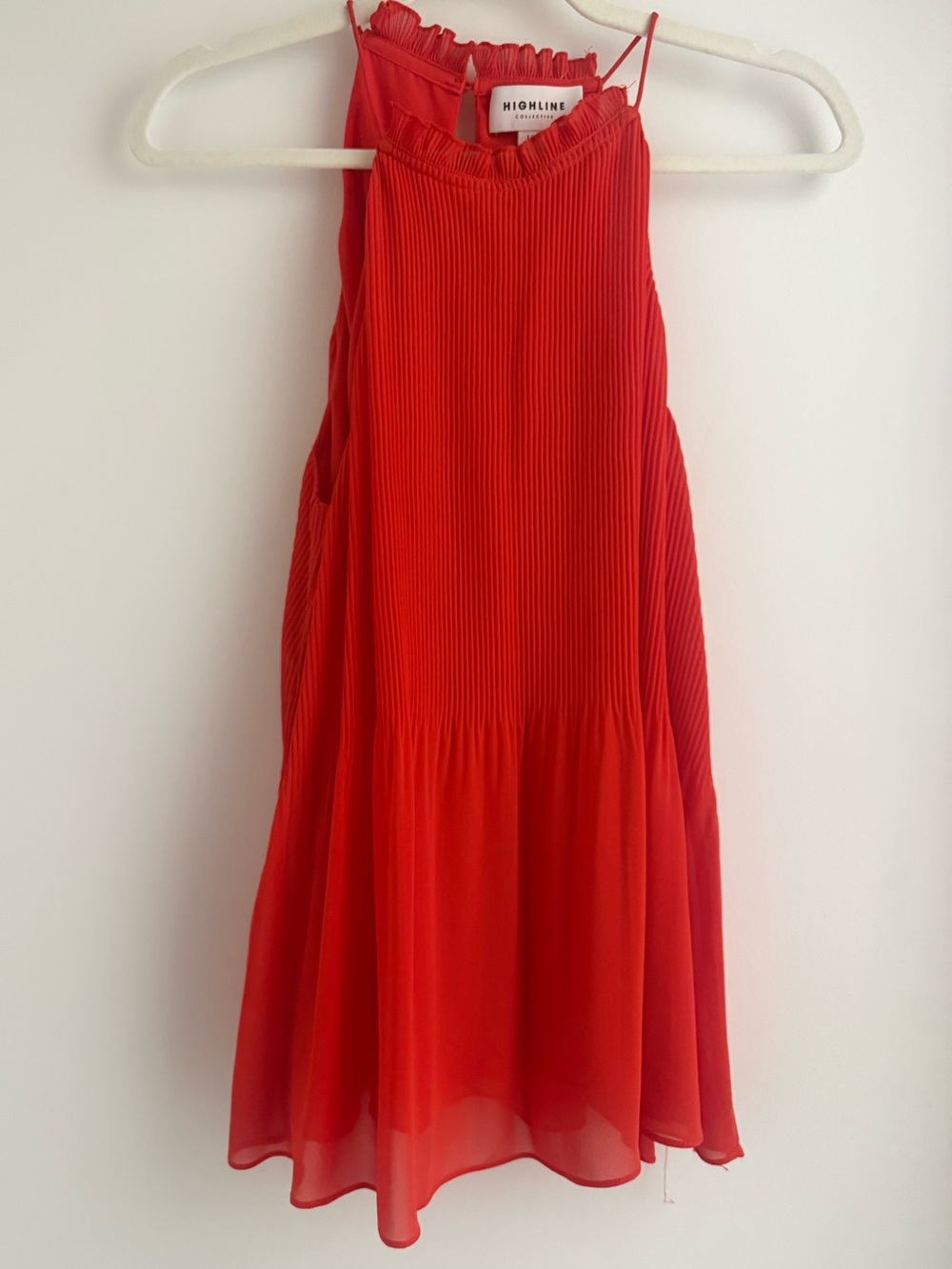 Highline Burnt Orange Pleated Halter Tank